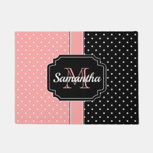 Pink & Black Dots Doormat