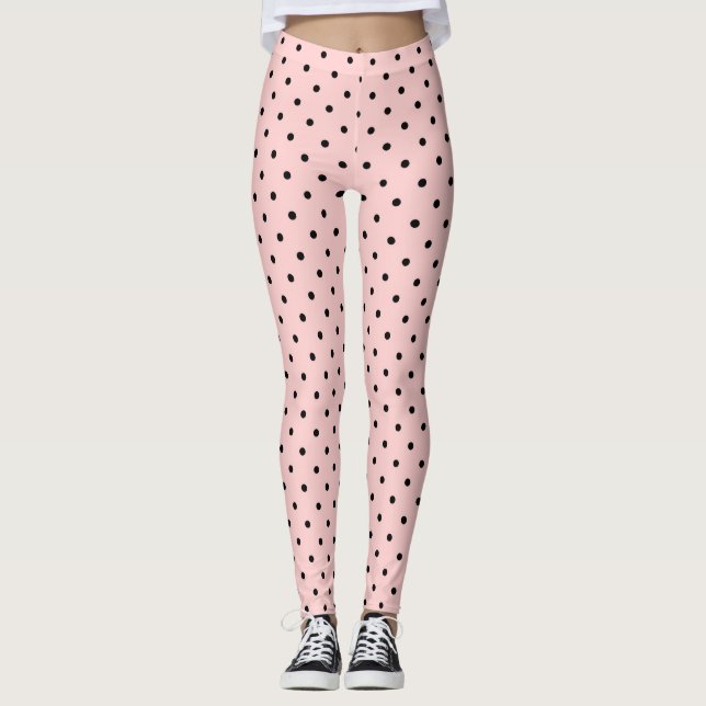 Pink & Black Dots Leggings (Front)
