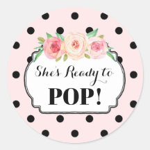 Pink Black Dots She's Ready to Pop Favour Tags