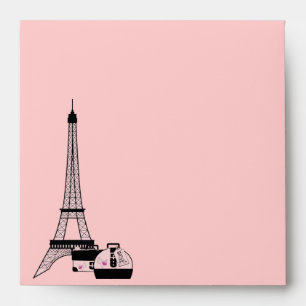 Pink Black Eiffel Tower Paris Envelope