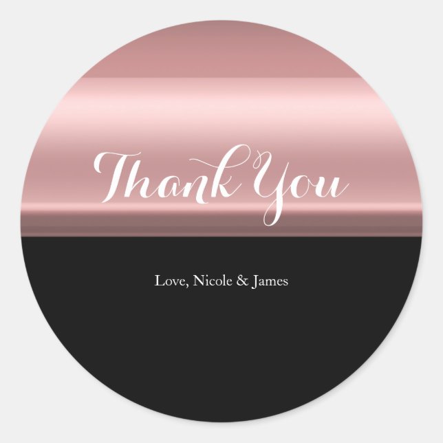 Pink & Black Elegant Birthday Party Wedding Favour Classic Round Sticker (Front)