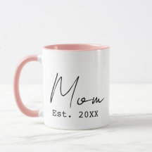Pink Black Elegant Script New Mom Established Year
