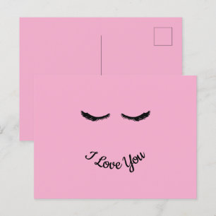 Pink Black Eyelashes Glam Personalized  Postcard