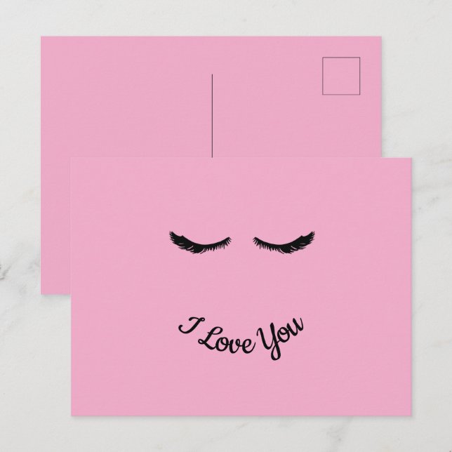Pink Black Eyelashes Glam Personalized  Postcard (Front/Back)