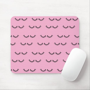 Pink Black Eyelashes Mouse Pad