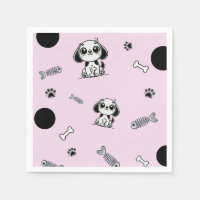 Pink & Black Fish Bones Puppy Dog Birthday Party