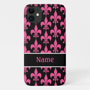 Pink Black Fleur de Lis iPhone 4/4S Case