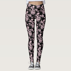 Pink/Black Floral Designer Women's Leggings