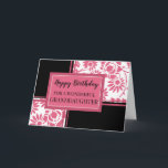 Pink Black Floral Granddaughter Birthday Card<br><div class="desc">Pretty and thoughtful greeting card for granddaughter's birthday with modern pink,  black and white floral design and hand lettered style text.</div>