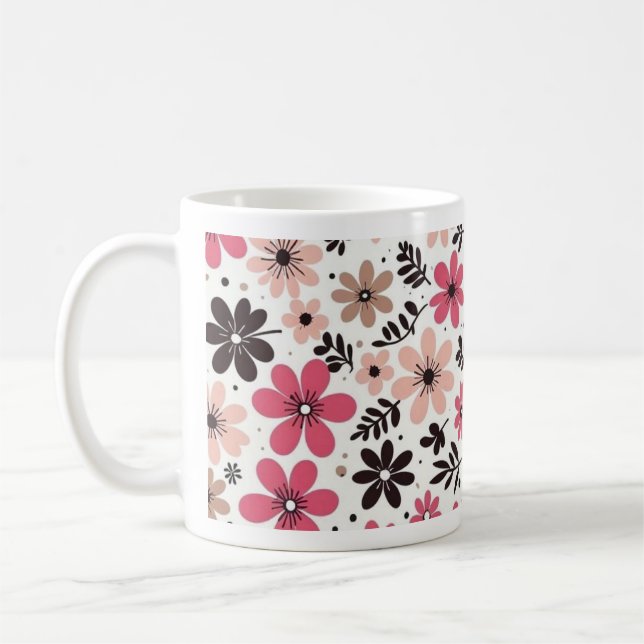 Pink & Black Floral Mug (Left)