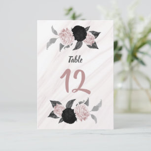pink & black floral table number