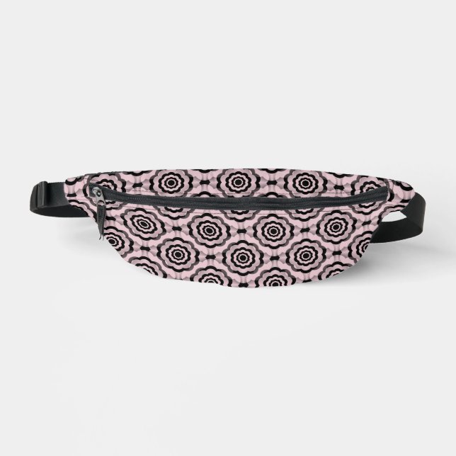 Pink Black Flower Seamless Pattern Fanny Pack (Front)