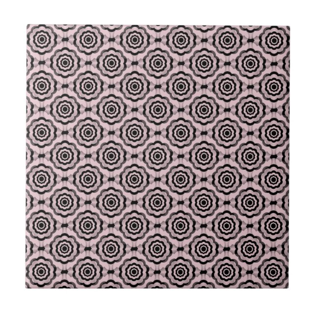 Pink Black Flower Seamless Pattern Tile (Front)