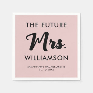 Pink Black Future Mrs Last Name Bachelorette Party Napkin