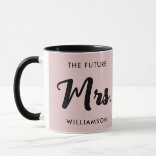 Pink Black Future Mrs Last Name Party Celebration Mug
