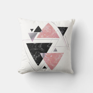 Pink & Black Geometric Triangle Throw Pillow