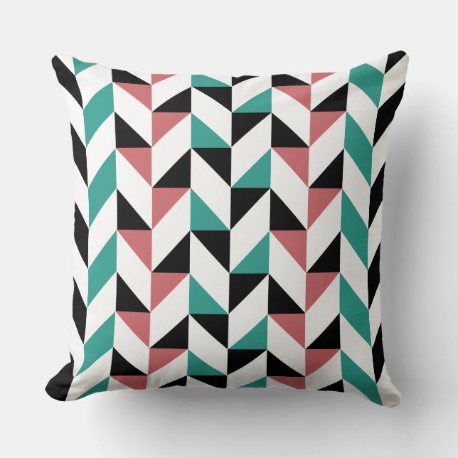 Pink Black Geometry Graphic Throw Pillow (Front)
