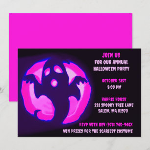 Pink Black Ghost Spooky Halloween Ghostly Party Invitation