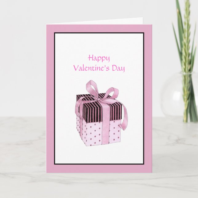 Pink & Black Gift Valentine's Card (Front)