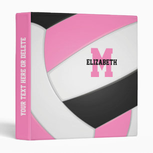 pink black girls monogrammed volleyball binder