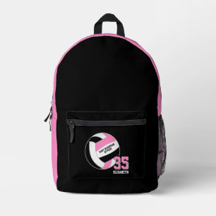 pink black girls teens volleyball team colours printed backpack