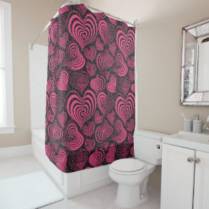 Pink Black Glam Abstract Heart Seamless Pattern