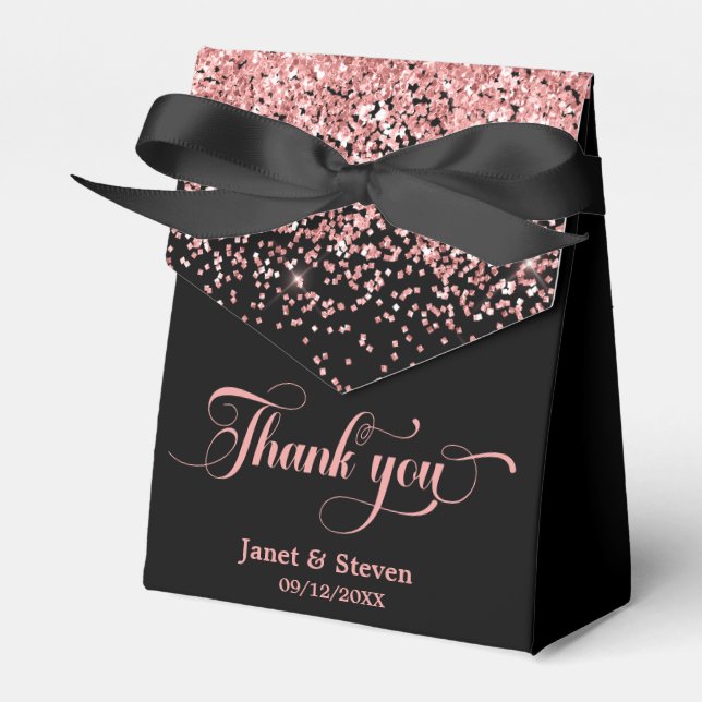 Pink Black glitter favour box (Front Side)
