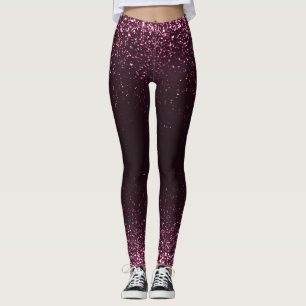 Pink Black Glitter Sparkle Girly Stylish Leggings