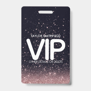 Pink Black Glitter trendy VIP lanyard badge custom