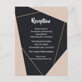 Pink black & gold geometric announcement postcard