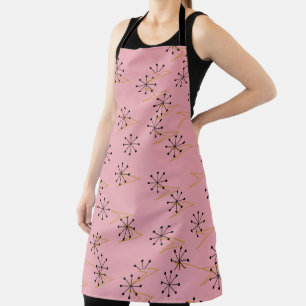 Pink, Black, Gold Mid Century Modern Starbursts Apron