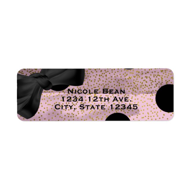 Pink Black & Gold Polka Dots Chic Bow Glam Party (Front)