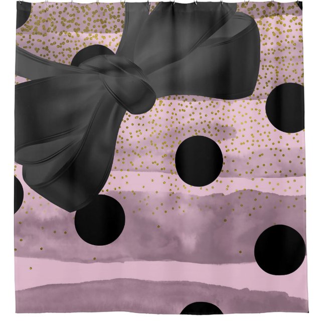 Pink & Black Gold Polka Dots Chic Bow Trendy Glam (Front)