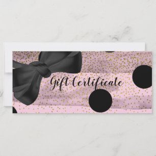 Pink & Black Gold Polka Dots Chic Gift Certificate
