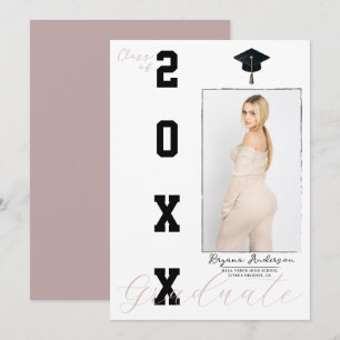 Pink & Black Graduation Photo Announcement