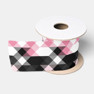 pink black gray white geometric satin ribbon