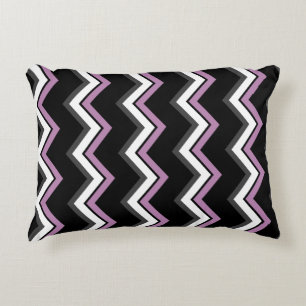 Pink, black, grey and white Chevron Accent Pillow