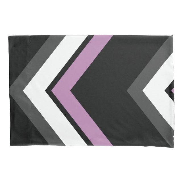 Pink, black, grey and white Chevron Pillowcase (Front)
