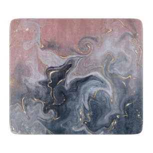 Pink Black Grey Decorative Watercolor marble Cutting Board