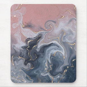 Pink Black Grey Decorative Watercolor Marble Mouse Pad