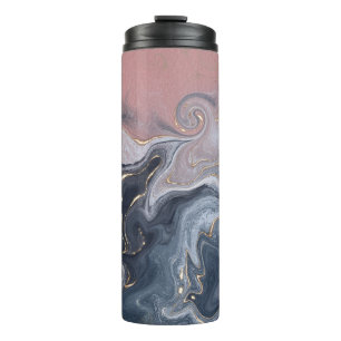 Pink Black Grey Decorative Watercolor Marble Thermal Tumbler