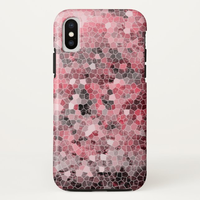 Pink Black Grey Mottled Mosaic Tile Case-Mate iPhone Case (Back)