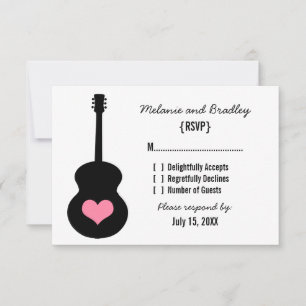 Pink/Black Guitar Heart Response Card
