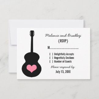 Pink/Black Guitar Heart Response Card