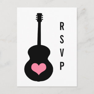 Pink/Black Guitar Heart RSVP Postcard