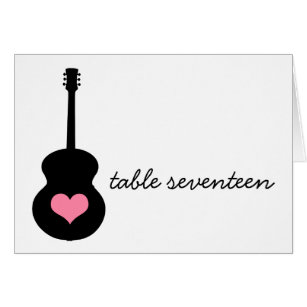 Pink/Black Guitar Heart Table Number Card