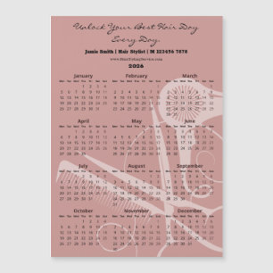 Pink Black Hair Stylist Tools 2026 Calendar Magnet
