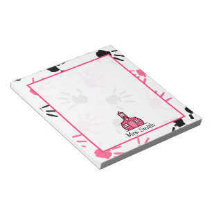 Pink & Black Handprints Teacher Bloc-notes
