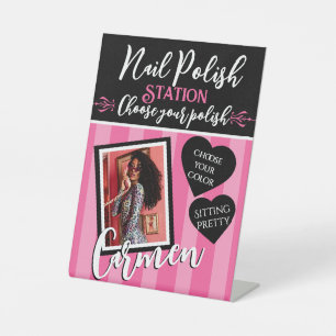 Pink & Black Heart Pink Spa Photo Nail Polish Sign
