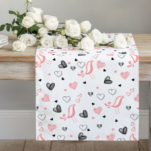 Pink Black Hearts Cute Love You Gift Table Runner